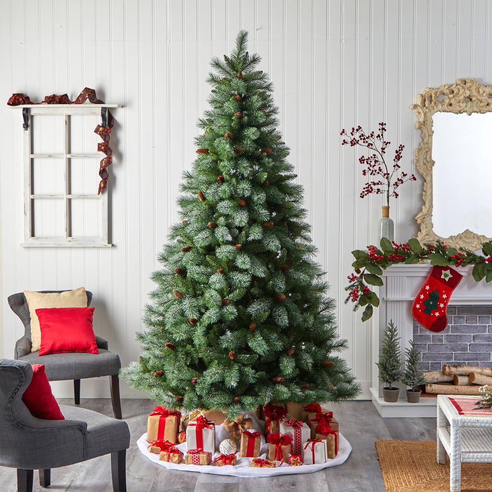 Snowed French Alps Mountain Pine Artificial Christmas Tree. Picture 5