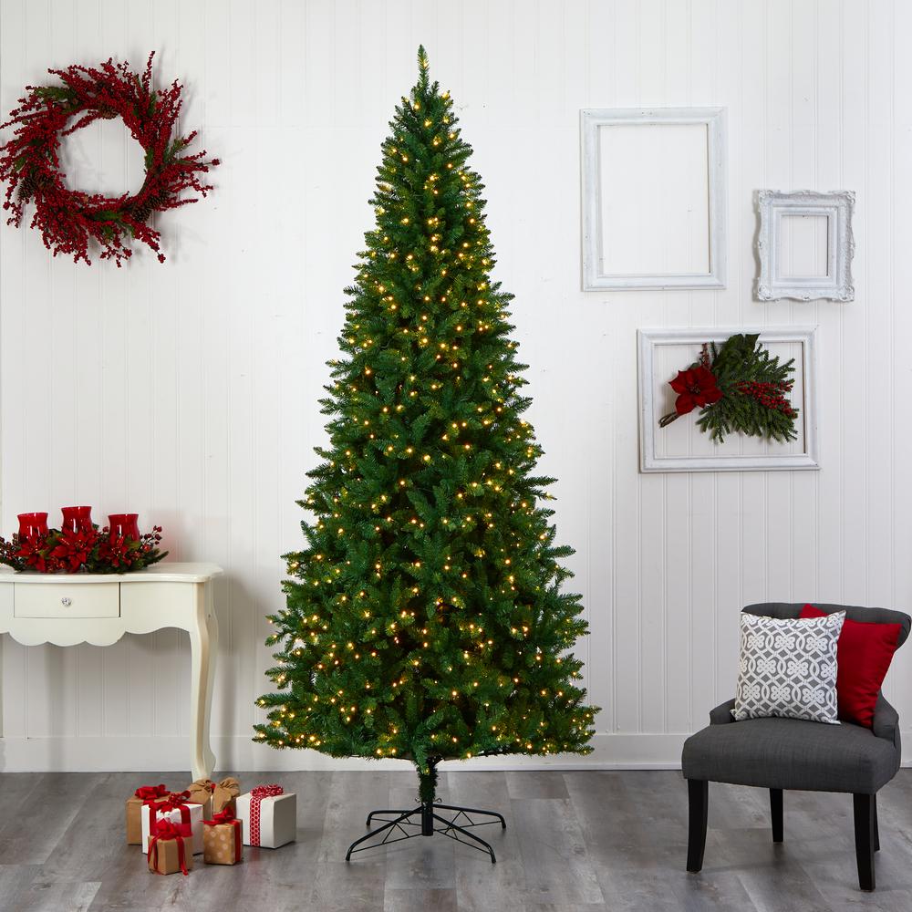 Green Valley Fir Artificial Christmas Tree with 800 Clear LED Lights. Picture 7