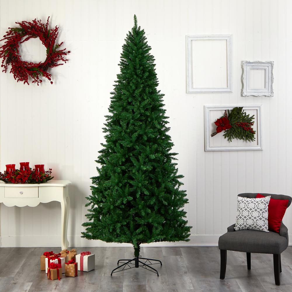 Green Valley Fir Artificial Christmas Tree with 800 Clear LED Lights. Picture 8