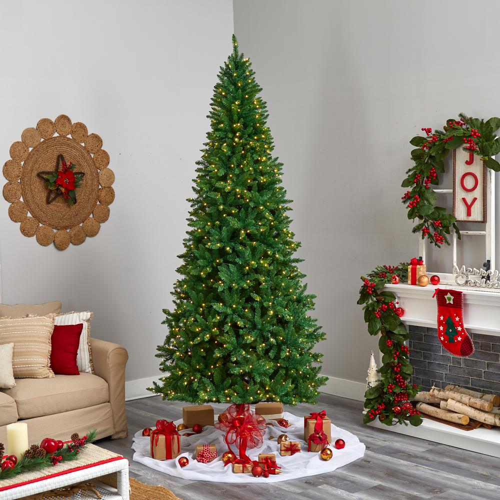 Green Valley Fir Artificial Christmas Tree with 800 Clear LED Lights. Picture 9