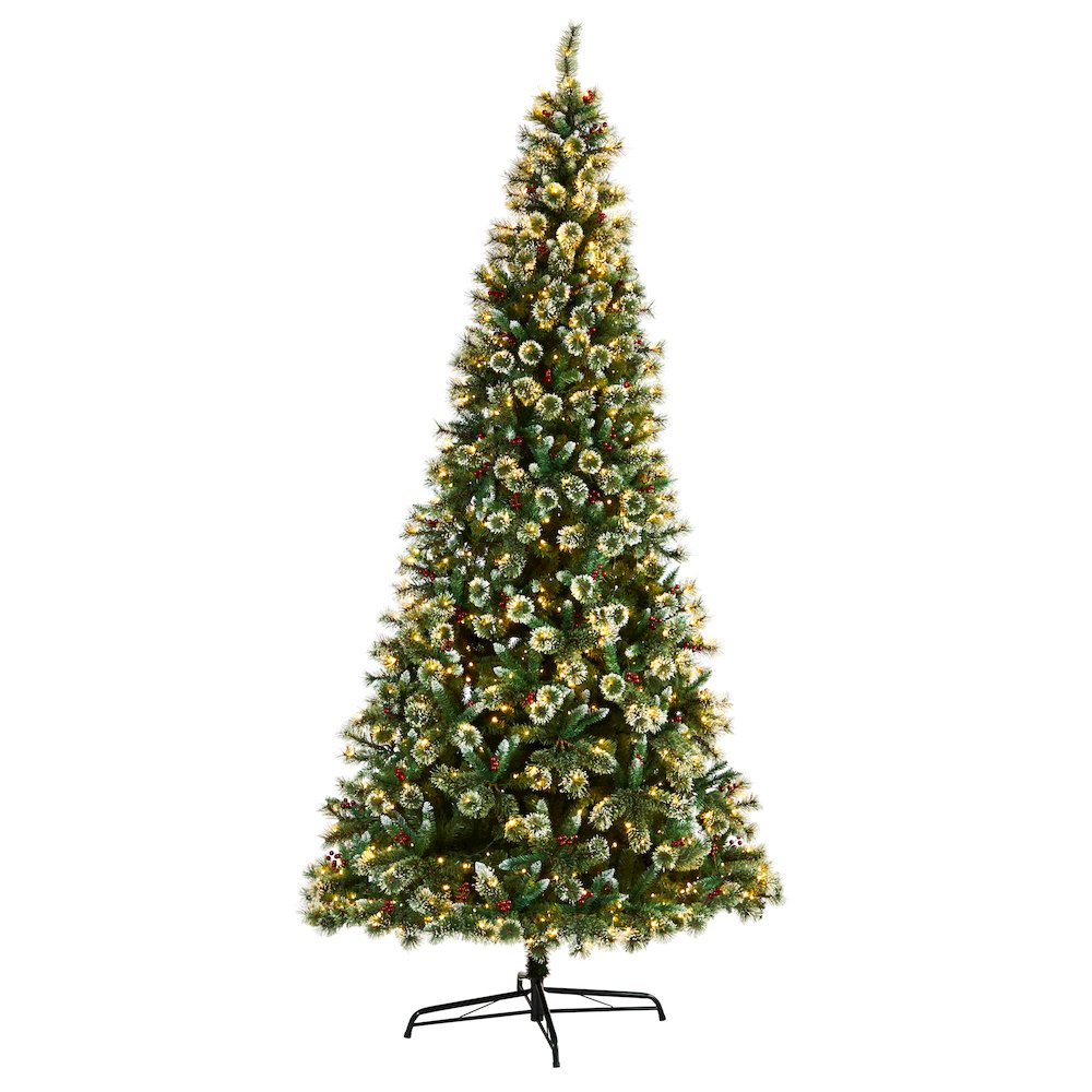 10ft. Frosted Swiss Pine Artificial Christmas Tree with 850 Clear LED Lights. Picture 1