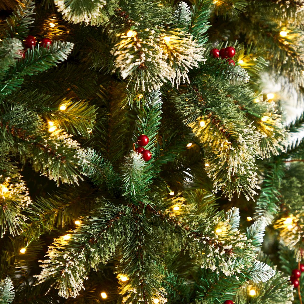 10ft. Frosted Swiss Pine Artificial Christmas Tree with 850 Clear LED Lights. Picture 4