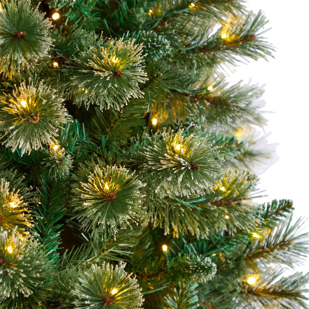 8ft. Wisconsin Slim Snow Tip Pine Artificial Christmas Tree with 600 Clear LED Lights and 908 Bendable Branches. Picture 3