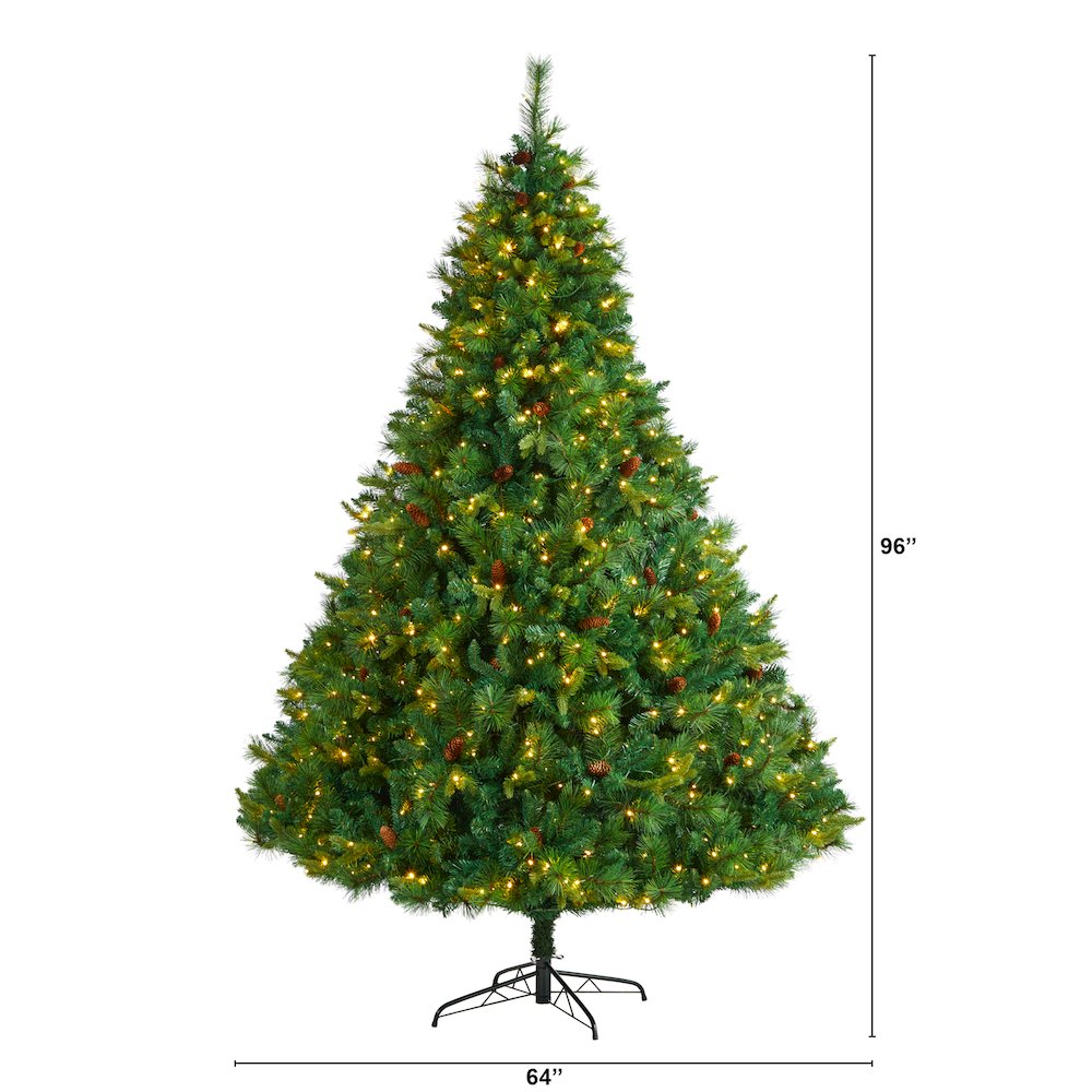 8ft. West Virginia Mixed Pine Christmas Tree with 700 Clear LED Lights. Picture 2