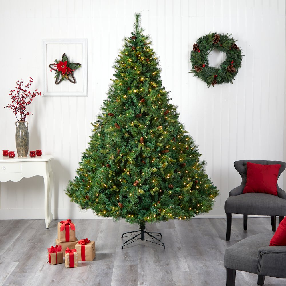 8ft. West Virginia Mixed Pine Christmas Tree with 700 Clear LED Lights. Picture 7