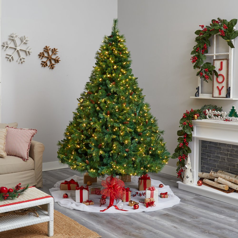 8ft. West Virginia Mixed Pine Christmas Tree with 700 Clear LED Lights. Picture 9