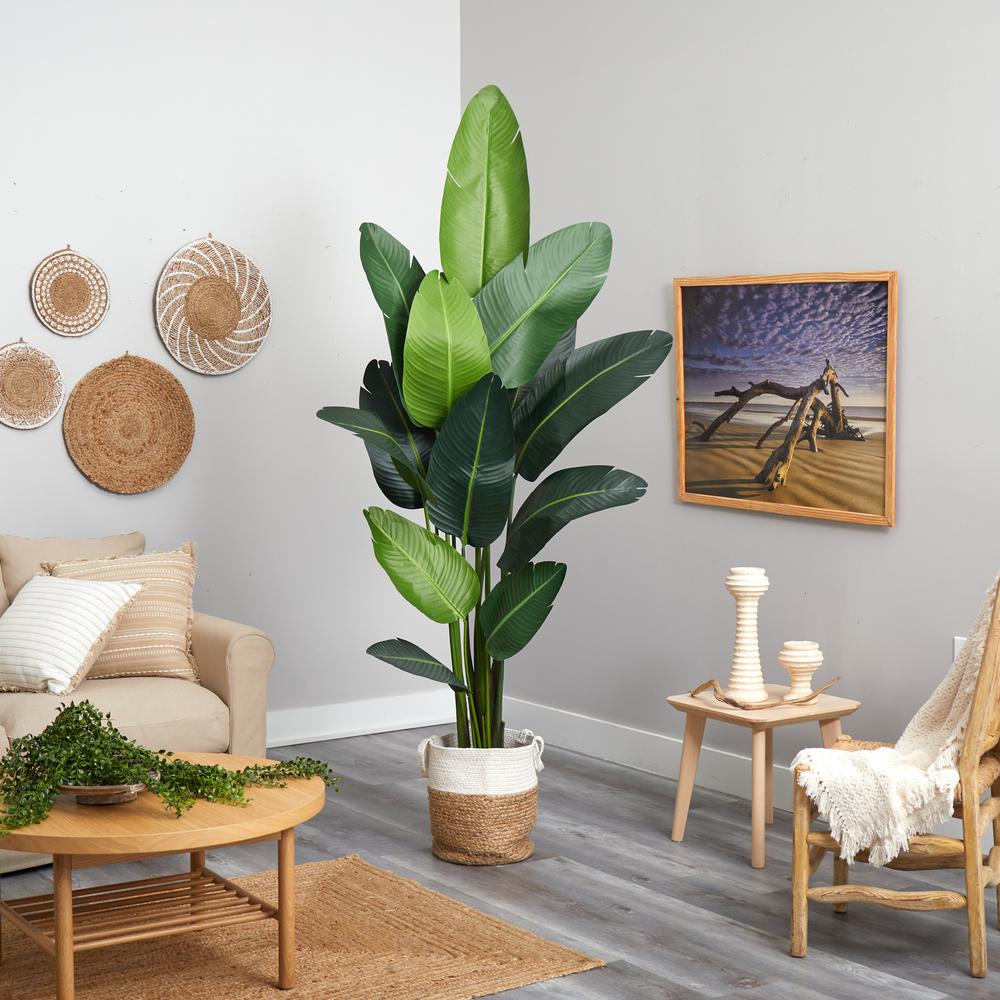 7ft. Artificial Travelers Palm Tree with Handmade Jute & Cotton Basket. Picture 4