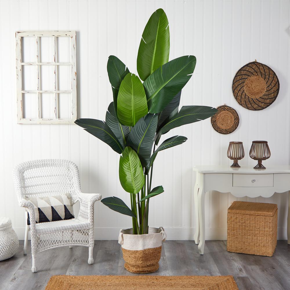 7ft. Artificial Travelers Palm Tree with Handmade Jute & Cotton Basket. Picture 3