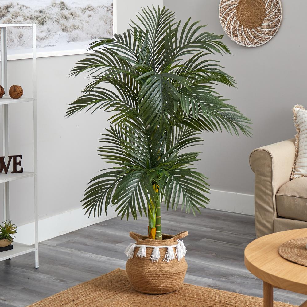 5ft. Artificial Double Stalk Golden Cane Palm Tree. Picture 4