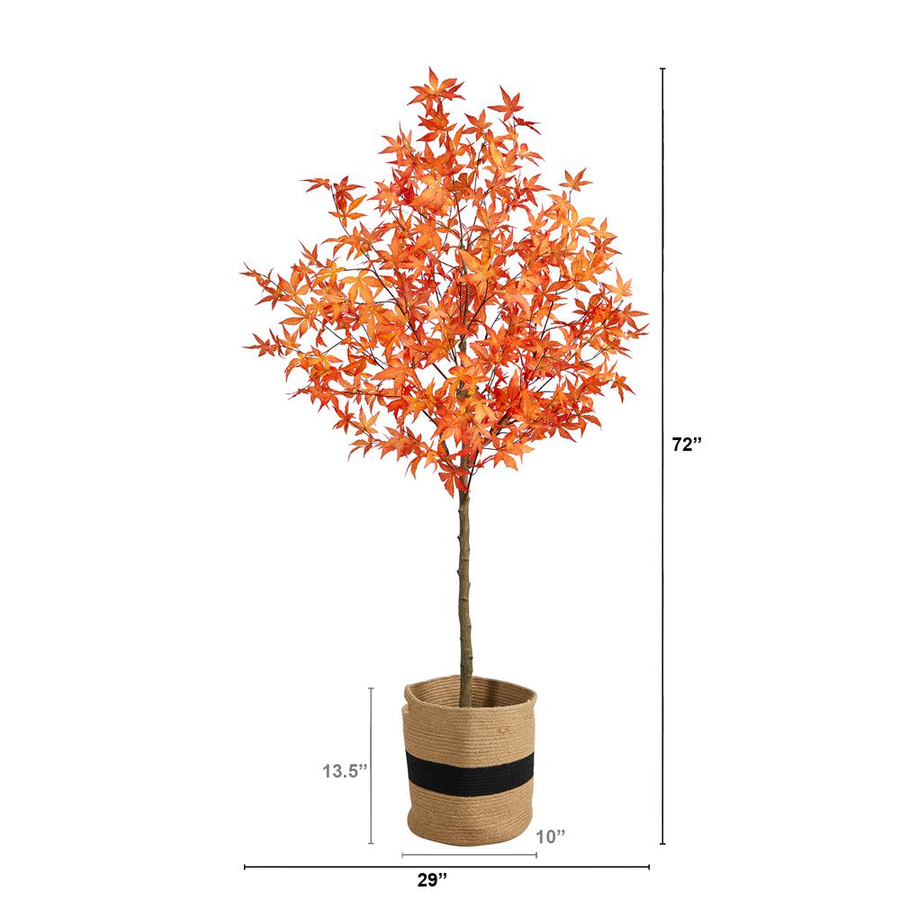 6ft. Artificial Autumn Maple Tree with Handmade Jute & Cotton Basket. Picture 2