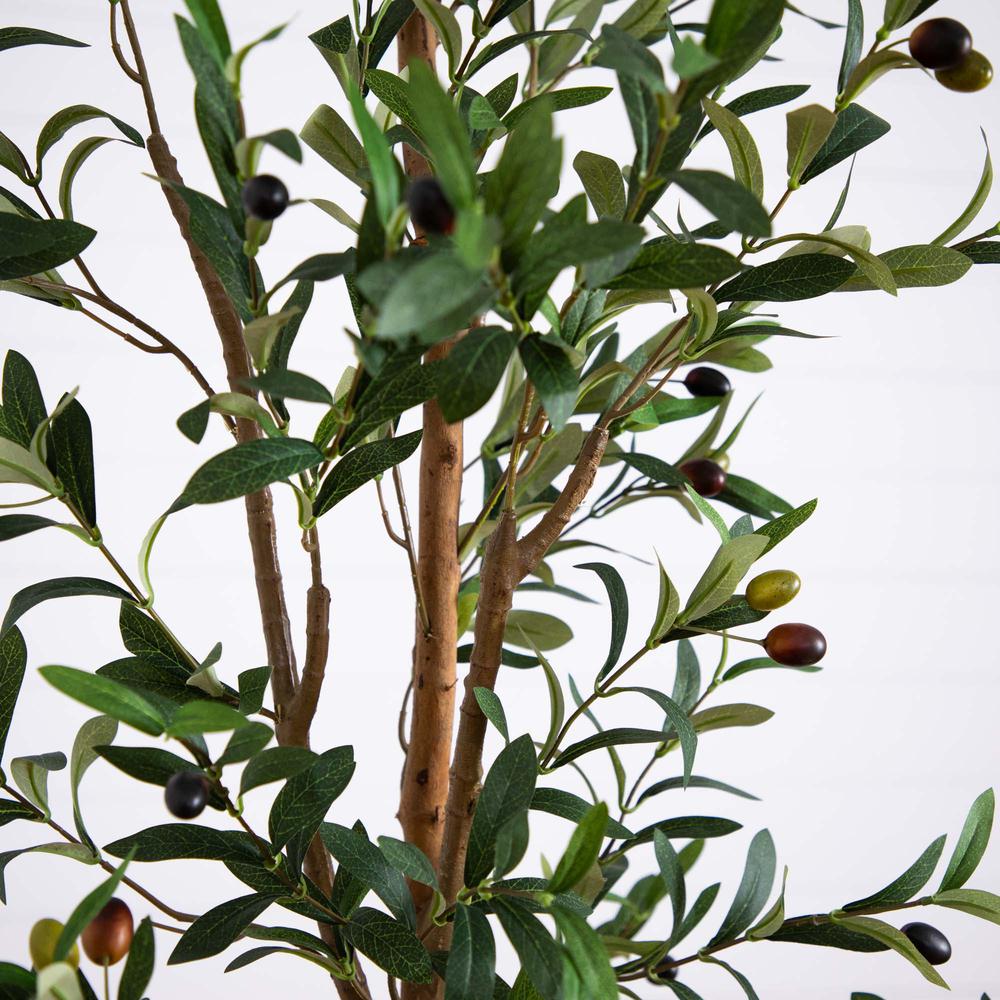7ft. Artificial Olive Tree with Natural Trunk and Handmade Jute Basket. Picture 2