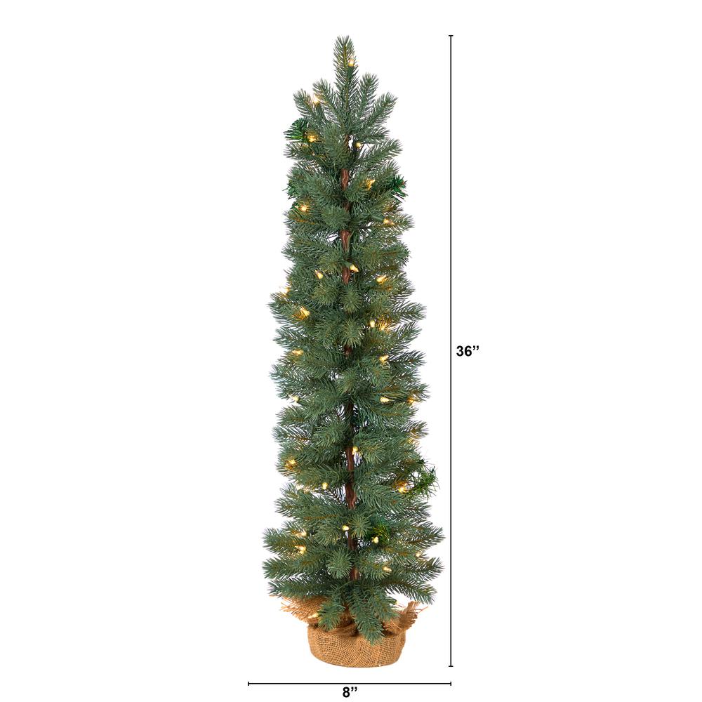 Green Pine Artificial Christmas Tree with 50 Warm White Lights Set. Picture 2