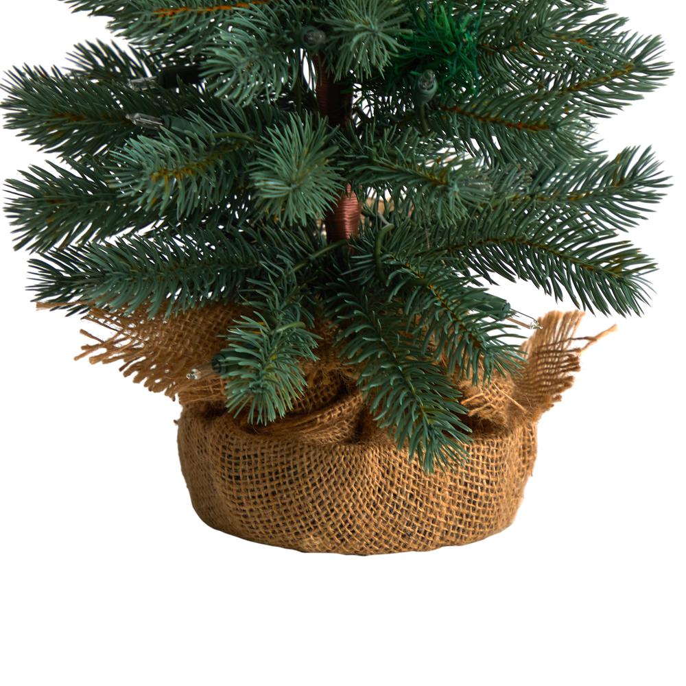 Green Pine Artificial Christmas Tree with 50 Warm White Lights Set. Picture 6