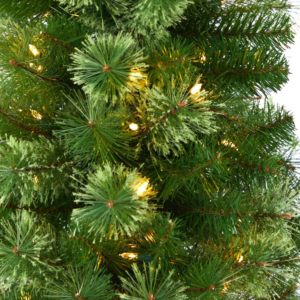 Green Pencil Artificial Christmas Tree with 200 Clear (Multifunction) LED Lights. Picture 4