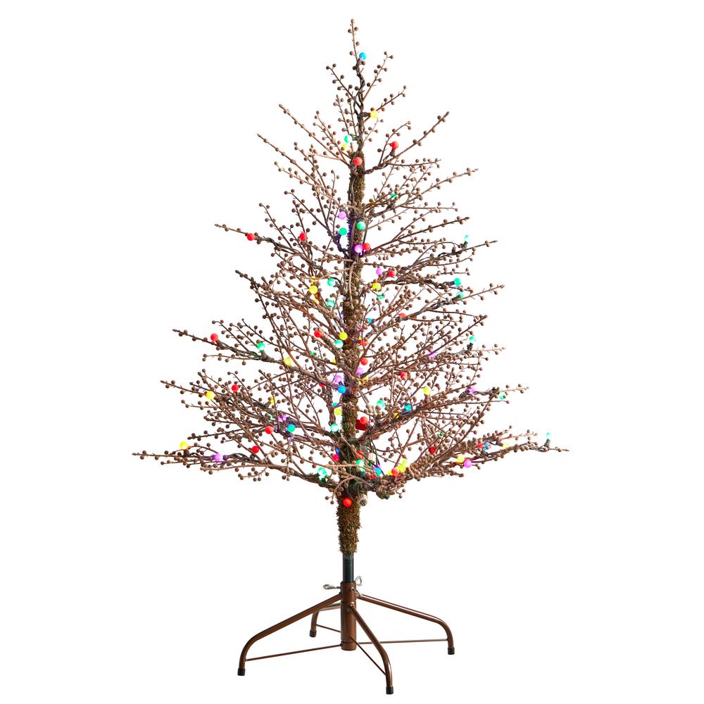 4ft. Frosted Berry Twig Artificial Christmas Tree with 100 Multicolored Gum Ball LED Lights and 240 Bendable Branches. Picture 5