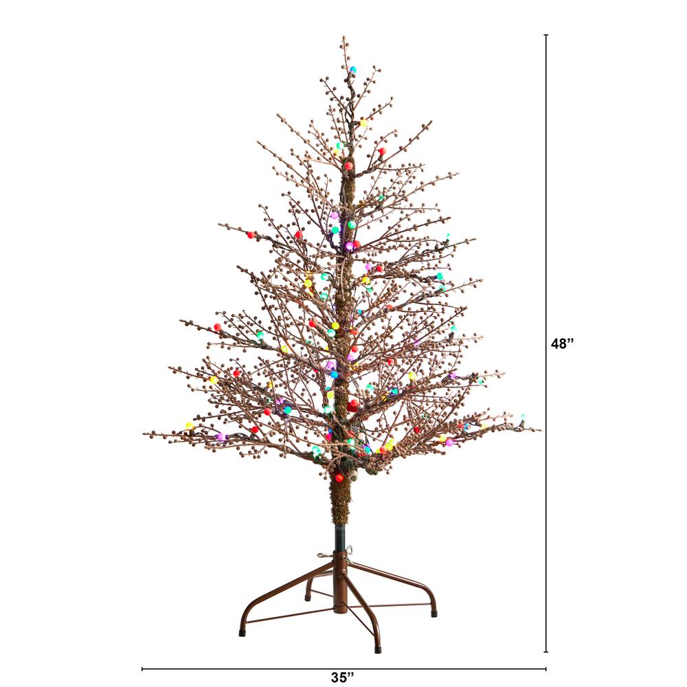 4ft. Frosted Berry Twig Artificial Christmas Tree with 100 Multicolored Gum Ball LED Lights and 240 Bendable Branches. Picture 1