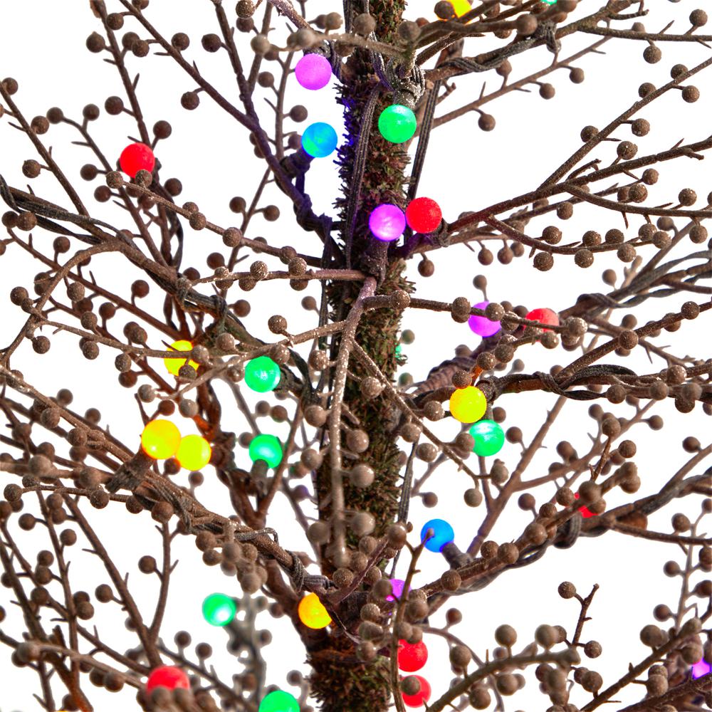 4ft. Frosted Berry Twig Artificial Christmas Tree with 100 Multicolored Gum Ball LED Lights and 240 Bendable Branches. Picture 3