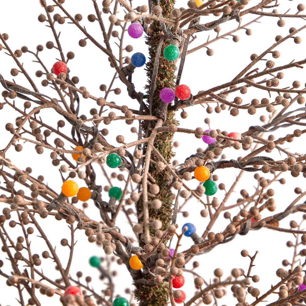 4ft. Frosted Berry Twig Artificial Christmas Tree with 100 Multicolored Gum Ball LED Lights and 240 Bendable Branches. Picture 6