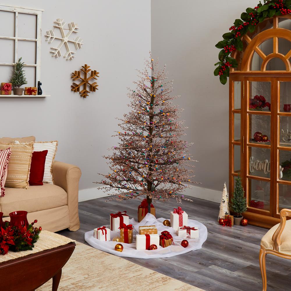 4ft. Frosted Berry Twig Artificial Christmas Tree with 100 Multicolored Gum Ball LED Lights and 240 Bendable Branches. Picture 7