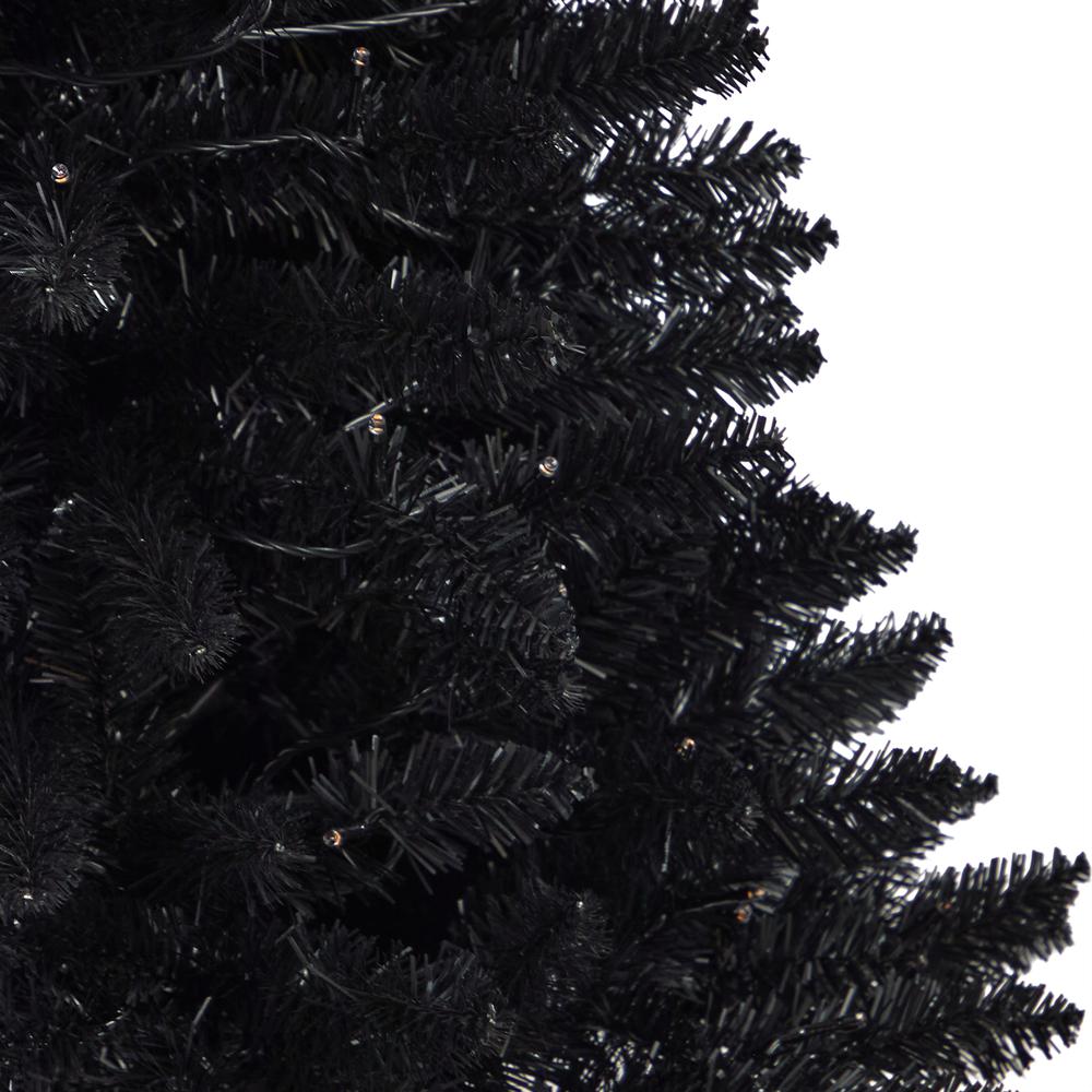 4ft. Black Halloween Artificial Christmas Tree in Urn with 100 Orange LED Lights. Picture 4