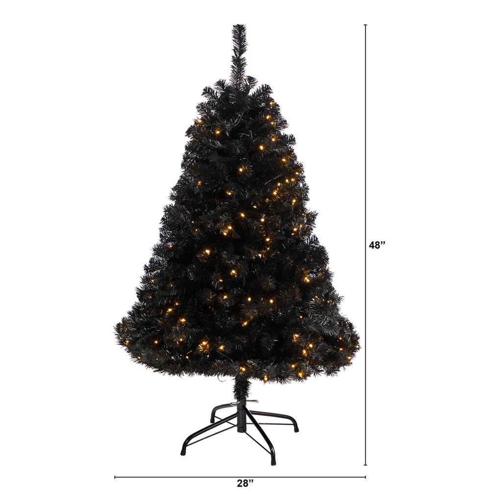 4ft. Black Artificial Christmas Tree with 170 Clear LED Lights. Picture 2
