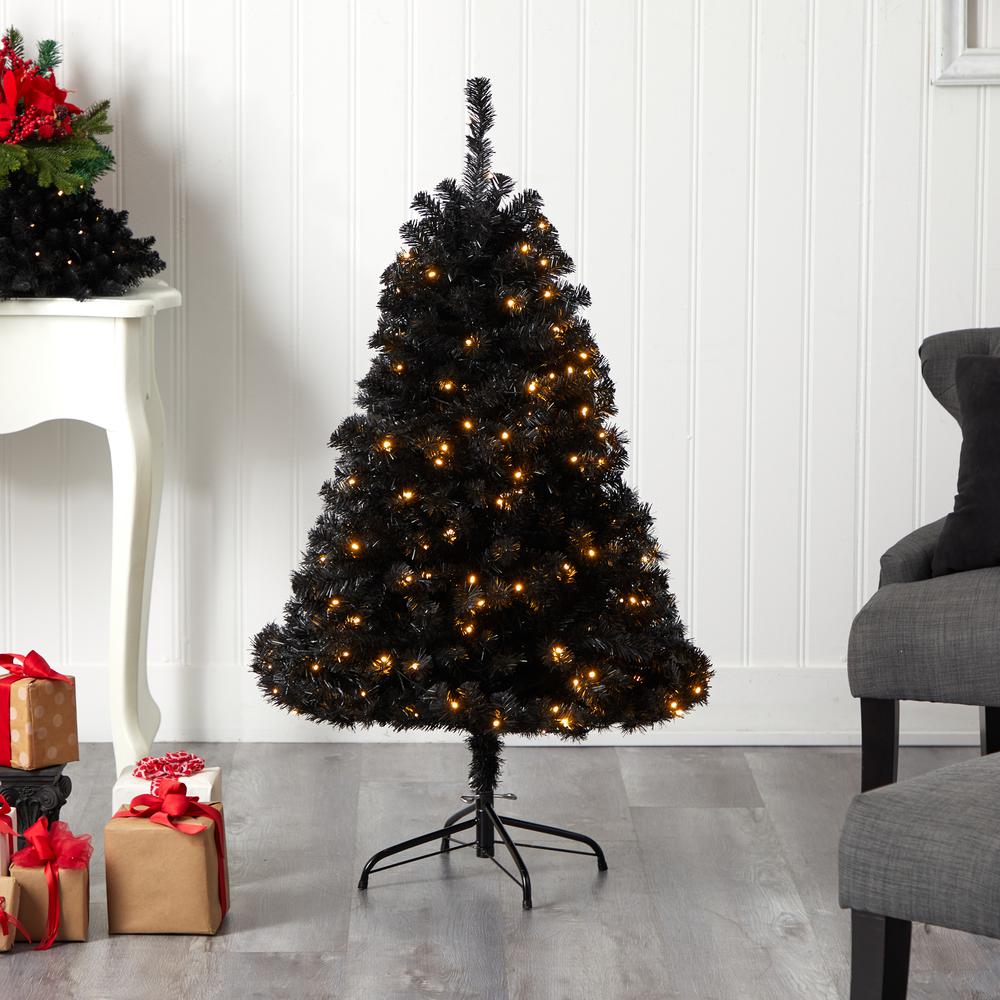 4ft. Black Artificial Christmas Tree with 170 Clear LED Lights. Picture 7