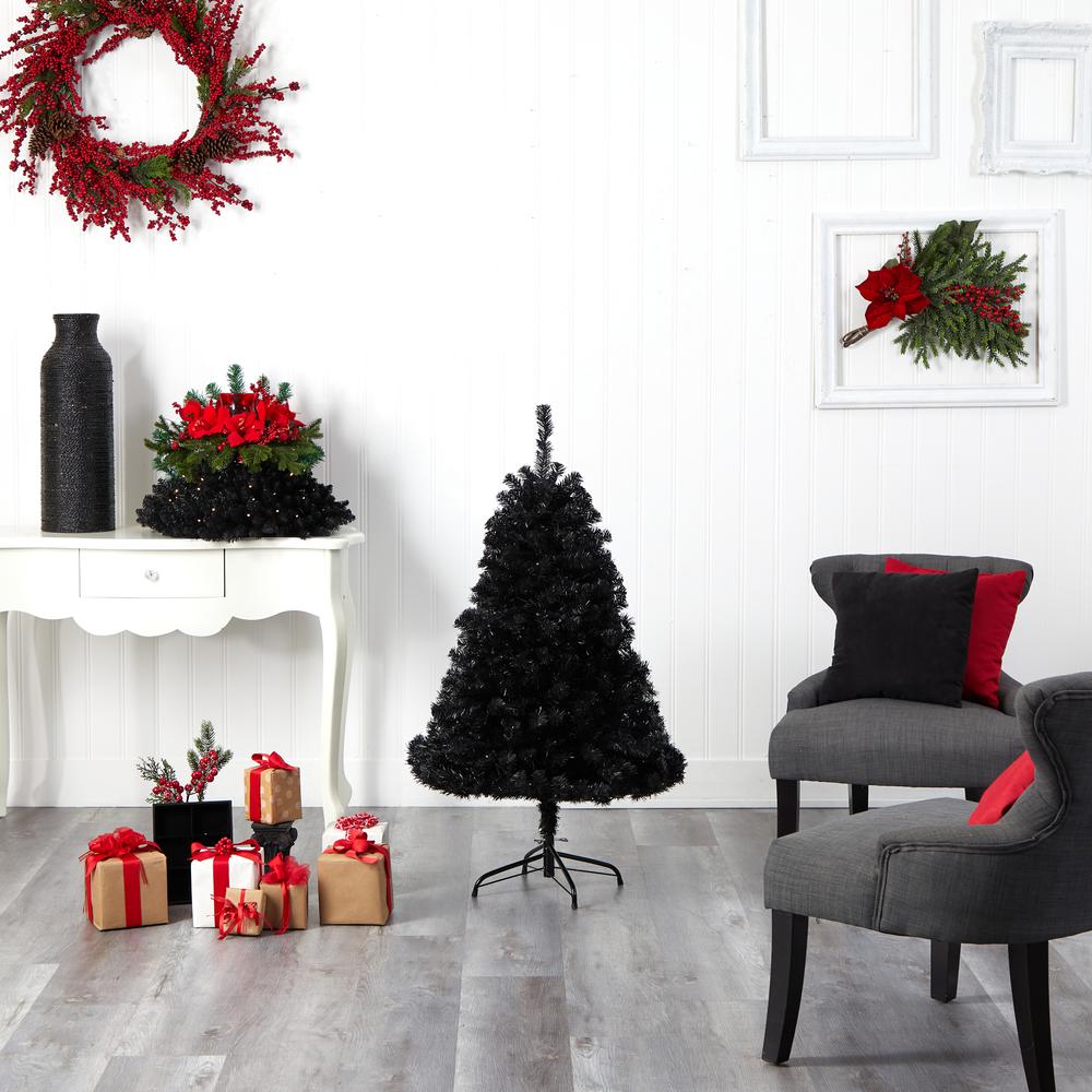 4ft. Black Artificial Christmas Tree with 170 Clear LED Lights. Picture 10