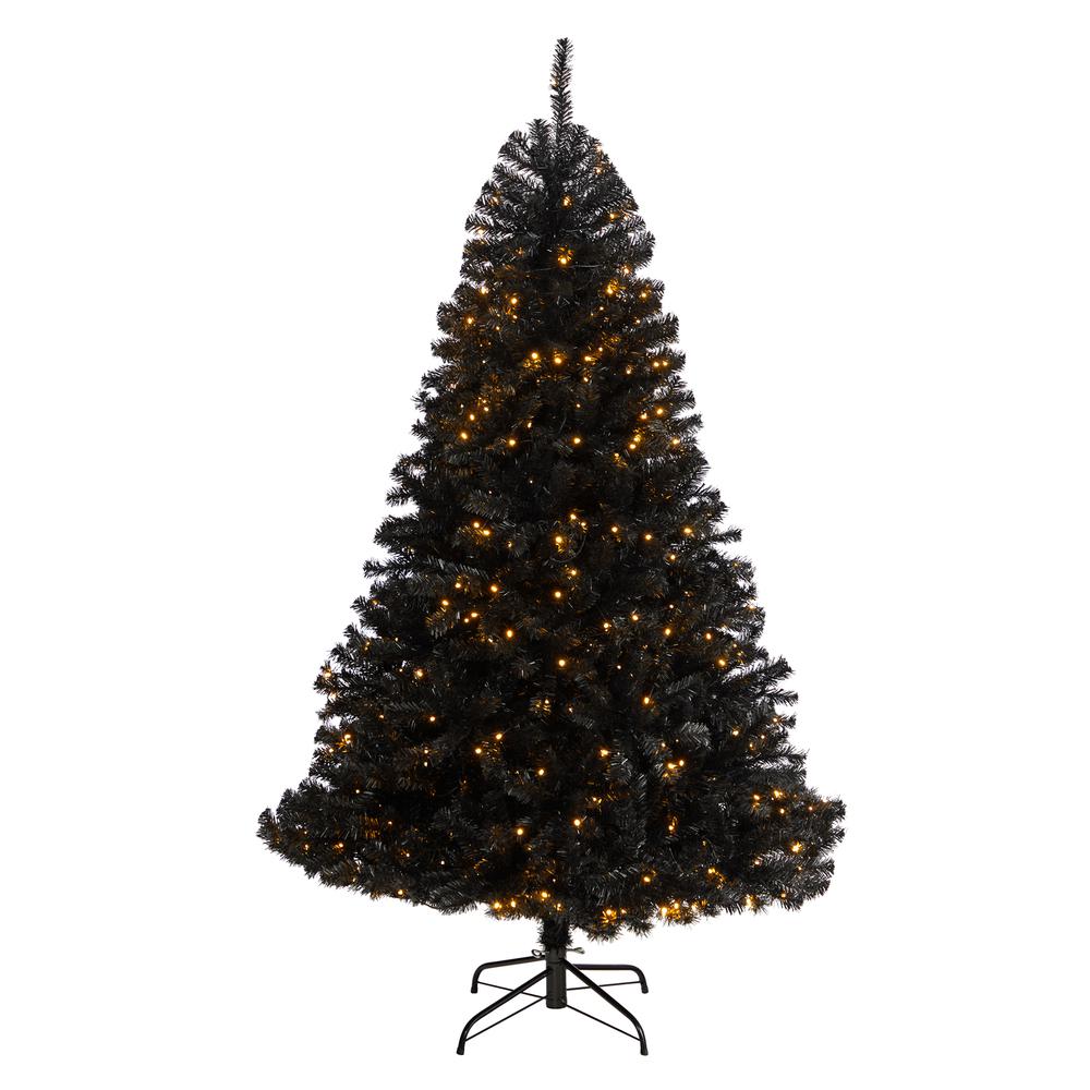 6ft. Black Artificial Christmas Tree with 400 Clear LED Lights and 1036 Tips. Picture 1