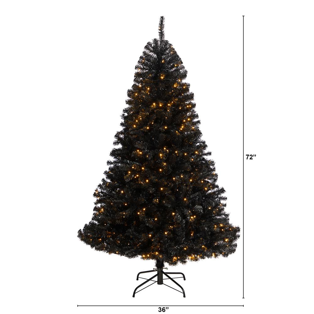 6ft. Black Artificial Christmas Tree with 400 Clear LED Lights and 1036 Tips. Picture 2