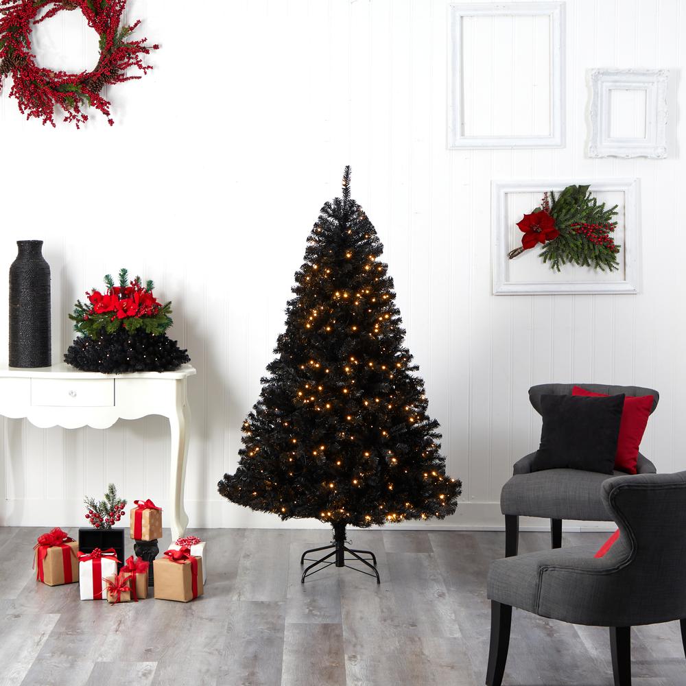 6ft. Black Artificial Christmas Tree with 400 Clear LED Lights and 1036 Tips. Picture 9