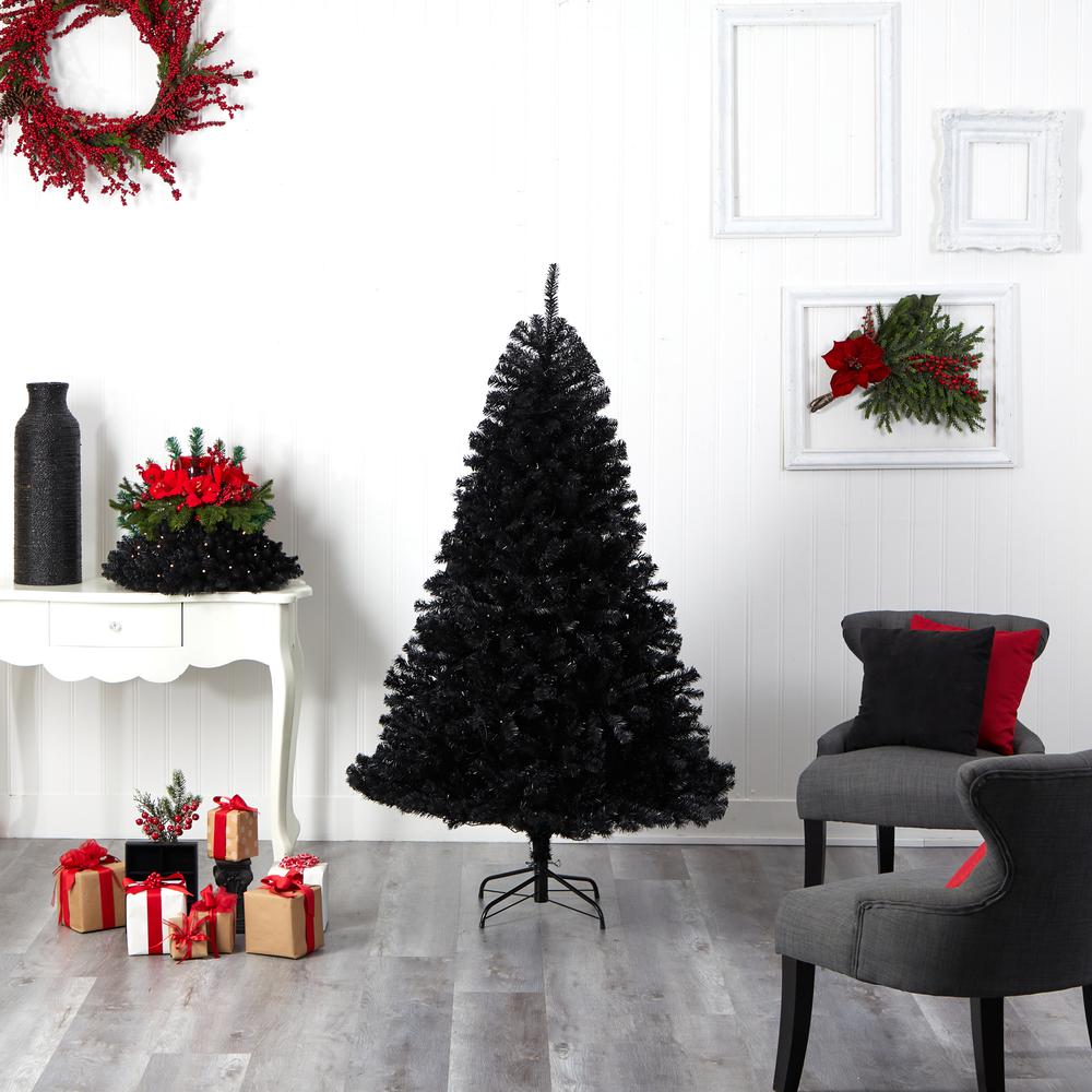 6ft. Black Artificial Christmas Tree with 400 Clear LED Lights and 1036 Tips. Picture 10