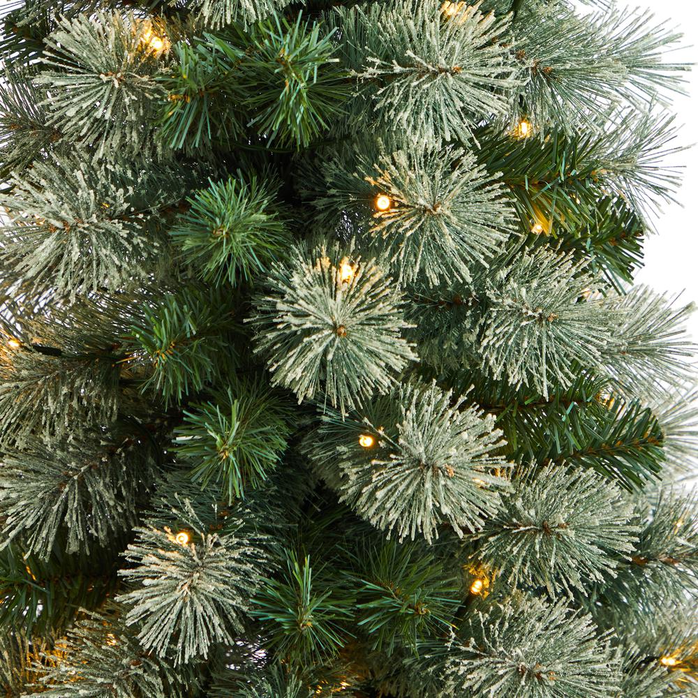 Nova Scotia Pine Artificial Christmas Tree in Engraved Geometric Stone Planter. Picture 4