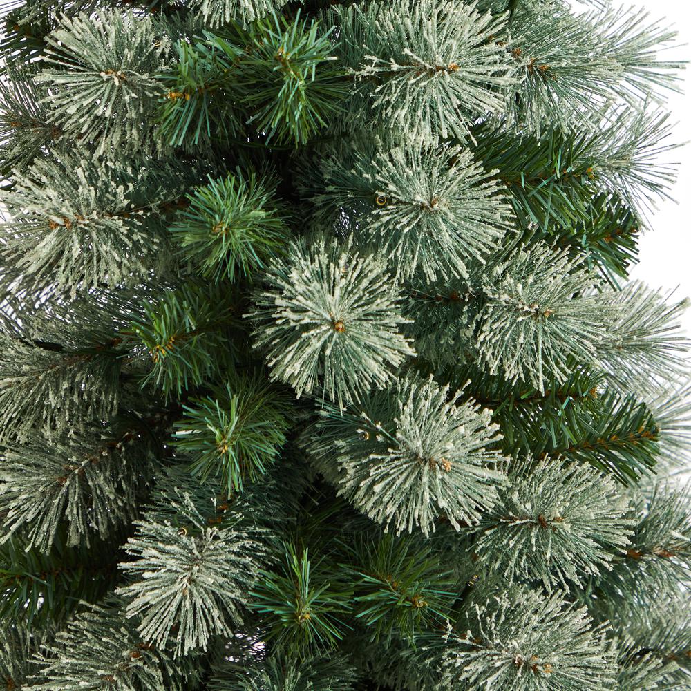 Nova Scotia Pine Artificial Christmas Tree in Engraved Geometric Stone Planter. Picture 5