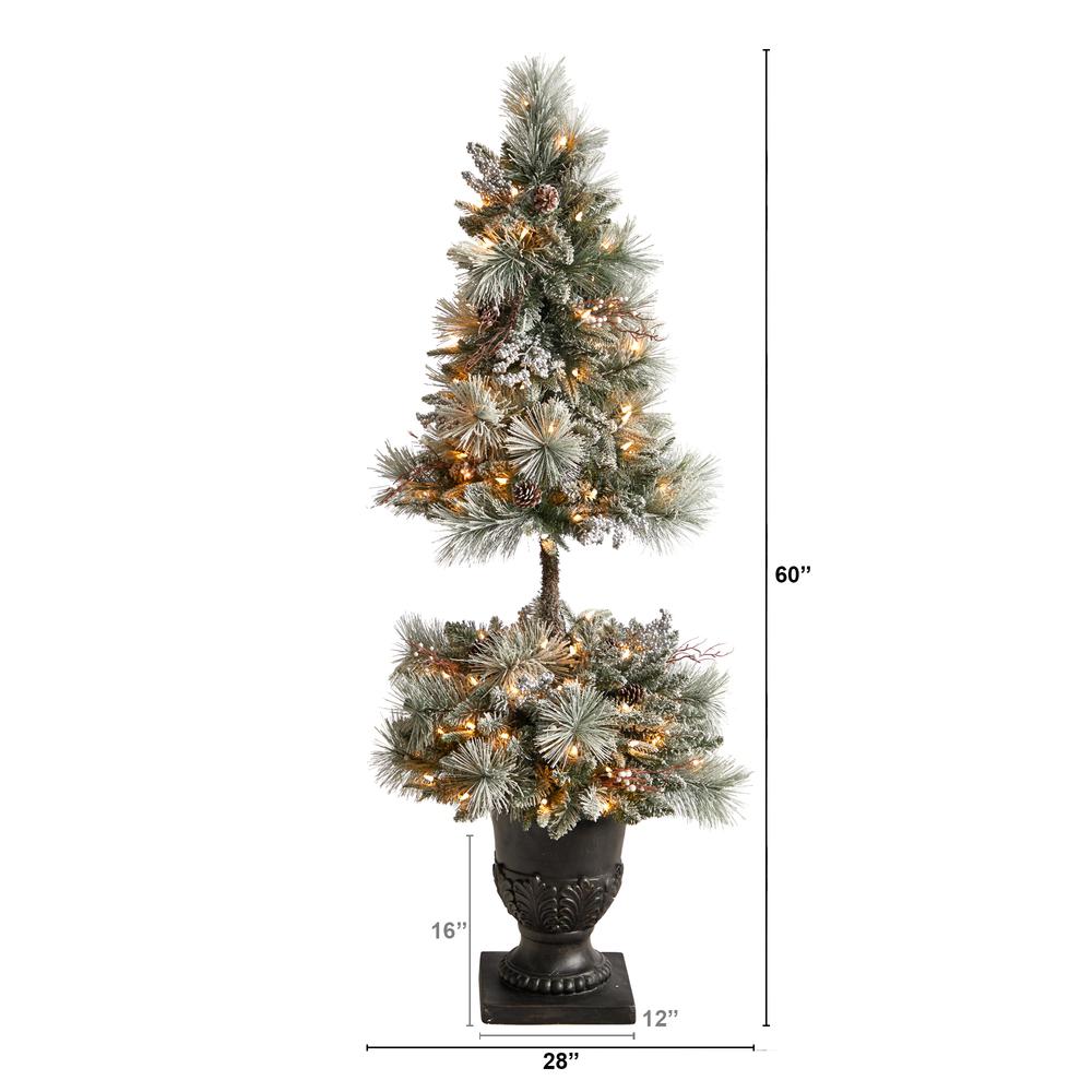 Flocked Artificial Porch Christmas Tree with 100 LED Lights. Picture 2