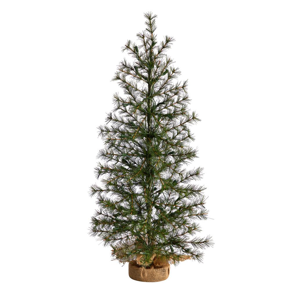 3ft. Artificial Christmas Tree with 50 Clear LED Lights Set in a Burlap Base. Picture 3