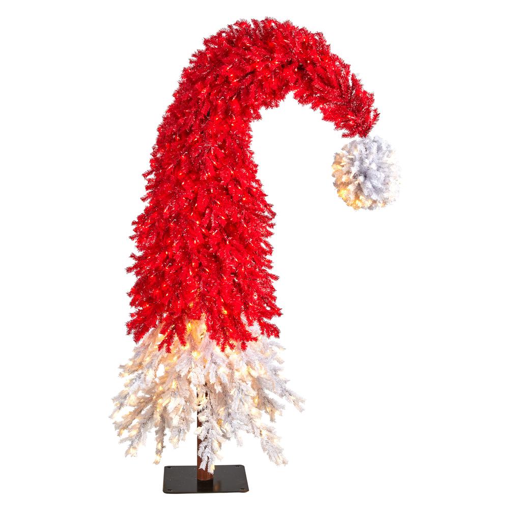 9ft. Holiday Red Santa Hat Christmas Tree with 600 LED lights and 1992 Bendable Branches. Picture 8
