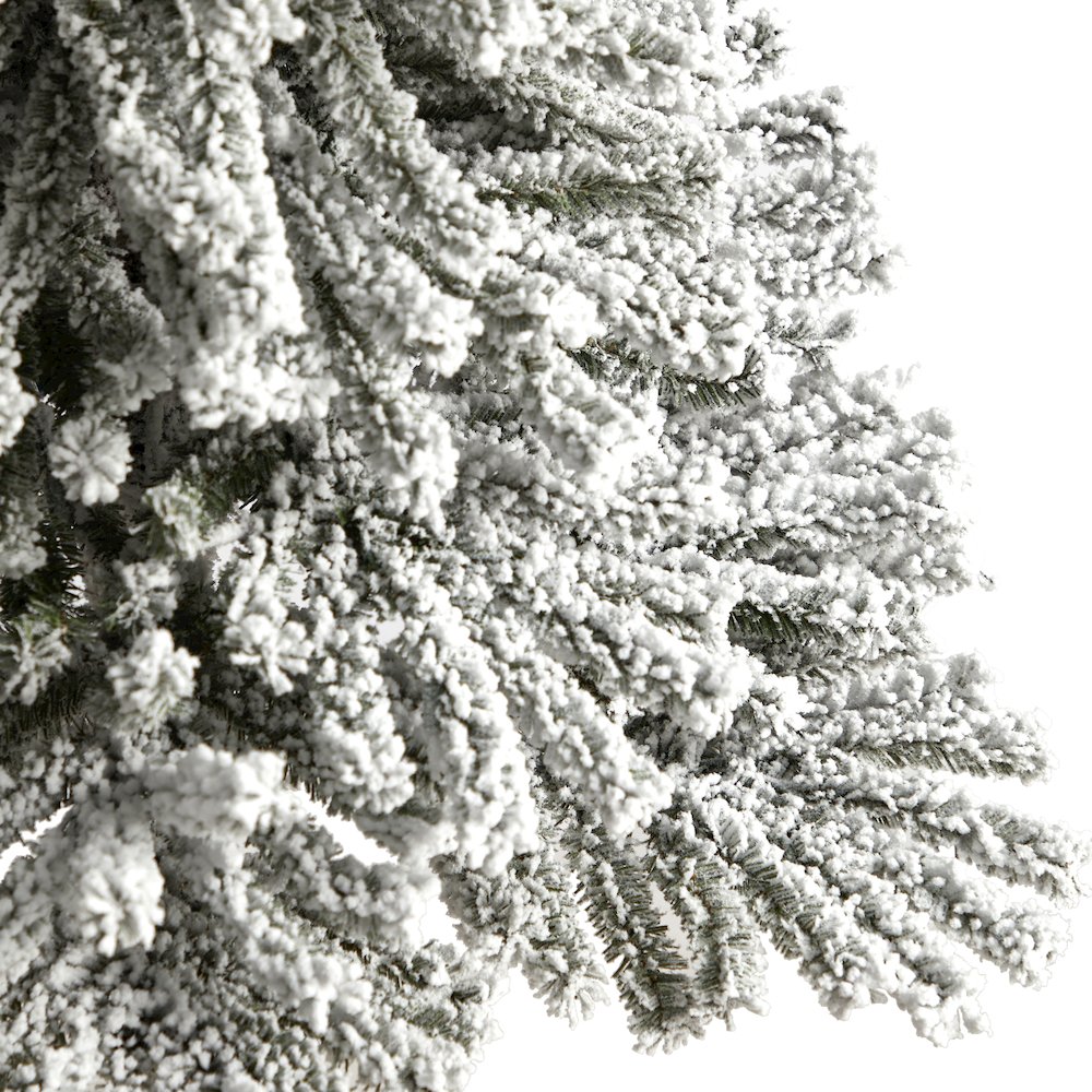 5ft. Winter Flocked Leaning Christmas Tree Pre-Lit with 150 LEDs in Planter. Picture 5
