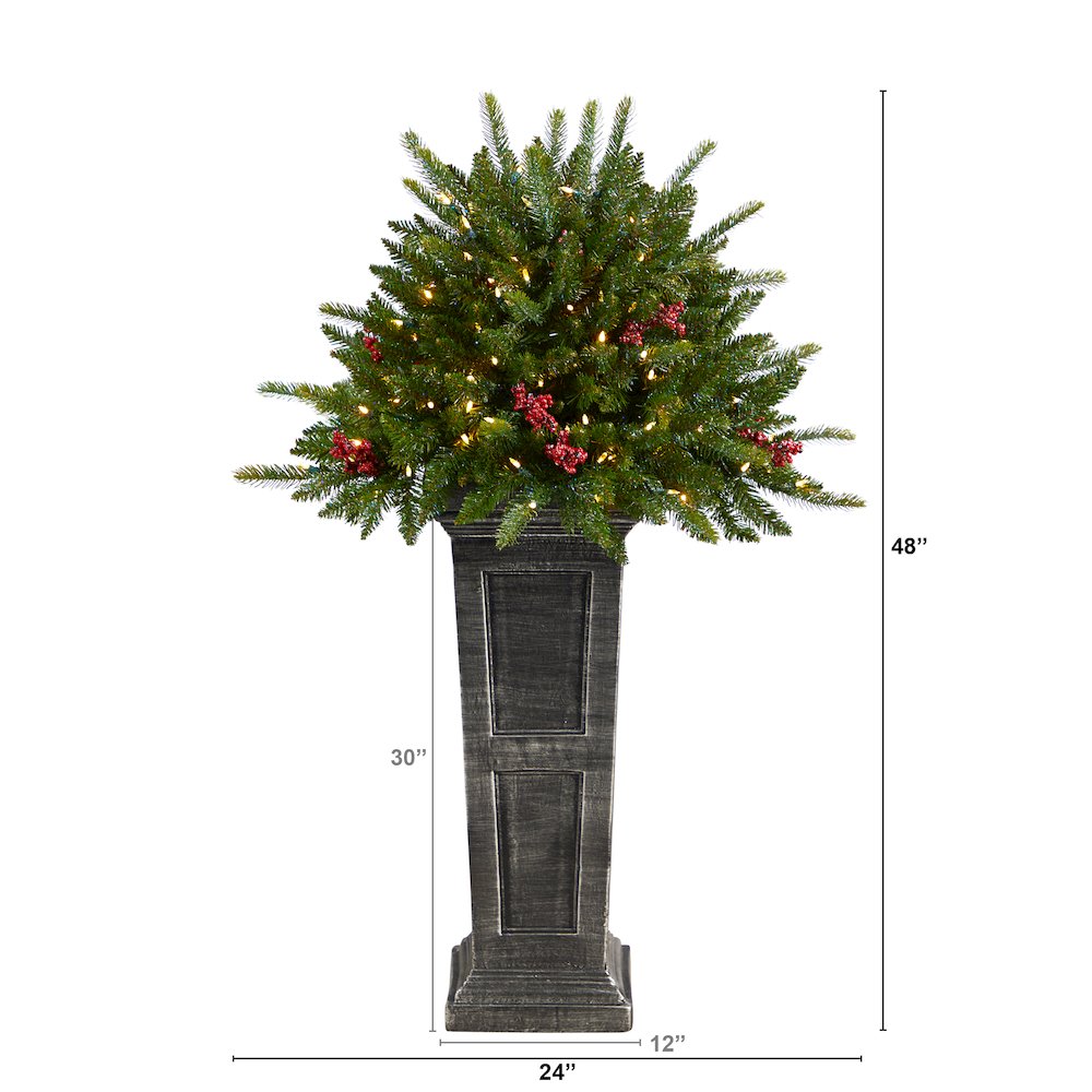 4ft. Holiday Plant Pre-Lit and Glittered on Pedestal with 150 Multicolored LEDs. Picture 2