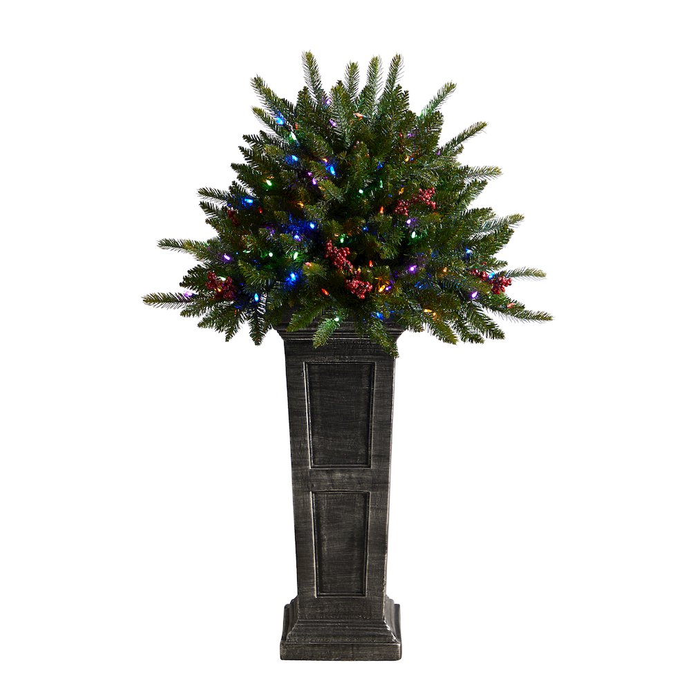4ft. Holiday Plant Pre-Lit and Glittered on Pedestal with 150 Multicolored LEDs. Picture 3