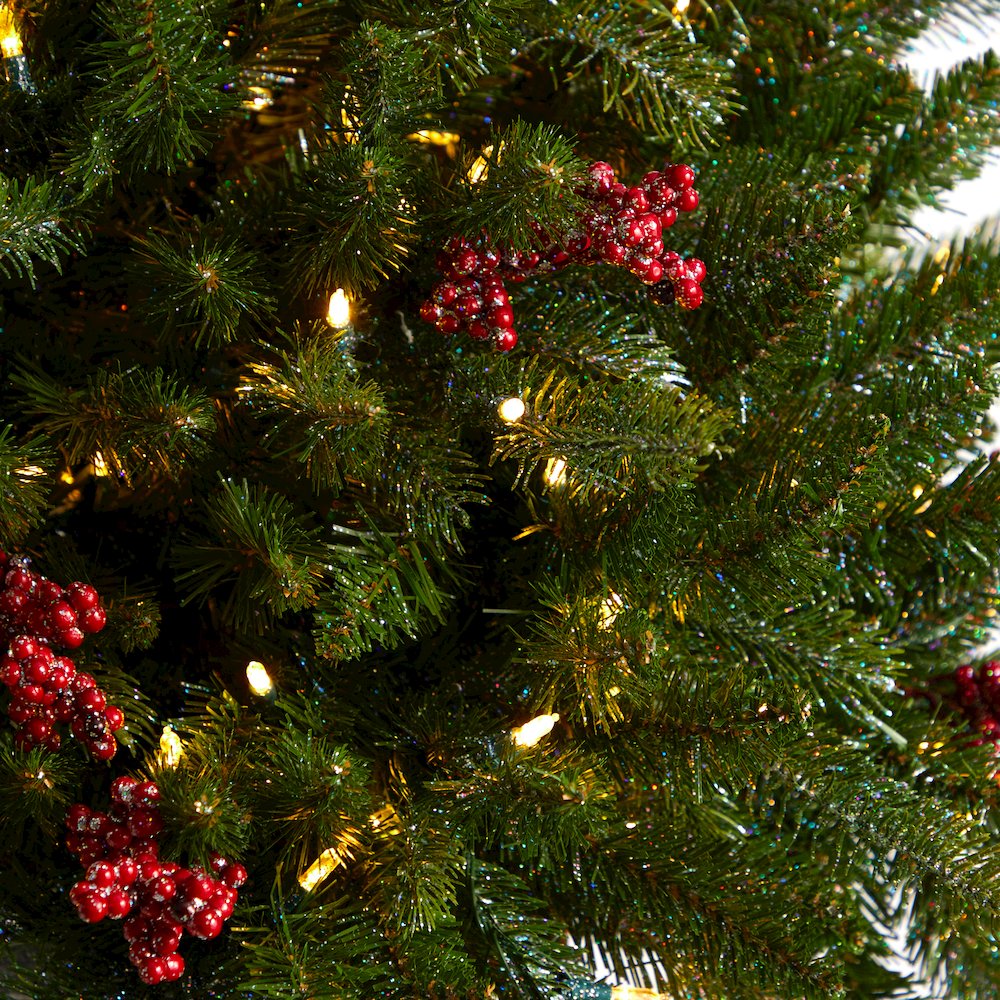4ft. Holiday Plant Pre-Lit and Glittered on Pedestal with 150 Multicolored LEDs. Picture 4