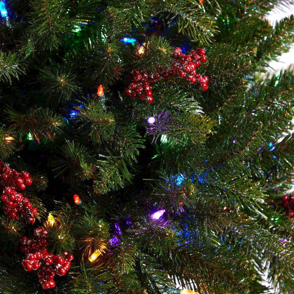 4ft. Holiday Plant Pre-Lit and Glittered on Pedestal with 150 Multicolored LEDs. Picture 5