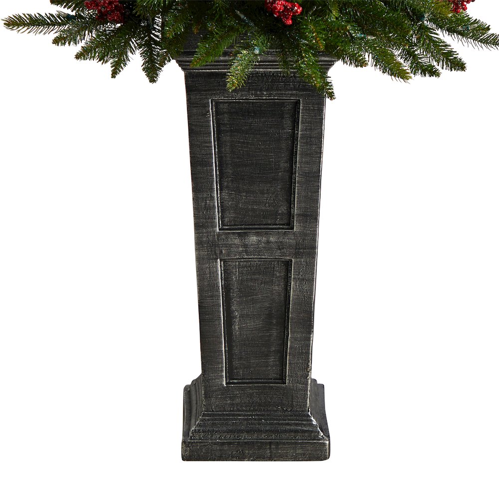 4ft. Holiday Plant Pre-Lit and Glittered on Pedestal with 150 Multicolored LEDs. Picture 7
