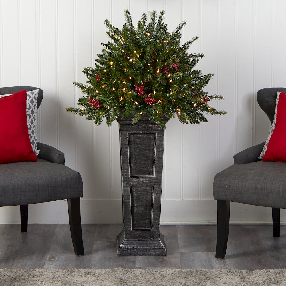 4ft. Holiday Plant Pre-Lit and Glittered on Pedestal with 150 Multicolored LEDs. Picture 8