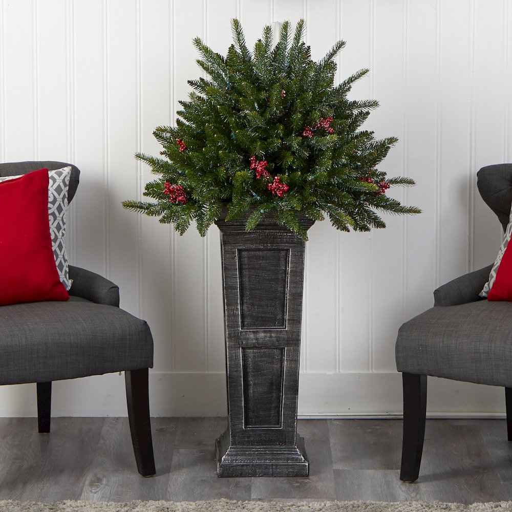 4ft. Holiday Plant Pre-Lit and Glittered on Pedestal with 150 Multicolored LEDs. Picture 9