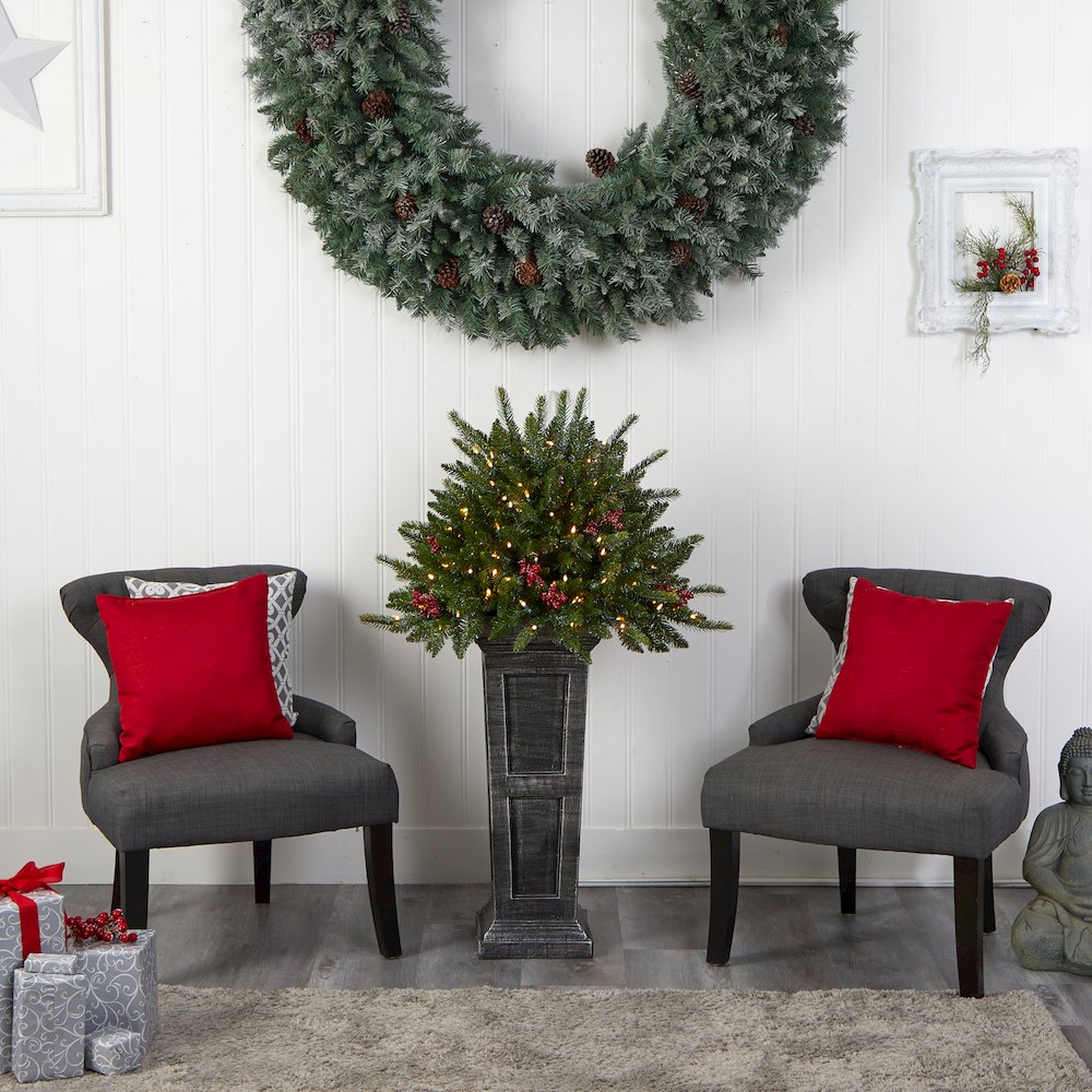 4ft. Holiday Plant Pre-Lit and Glittered on Pedestal with 150 Multicolored LEDs. Picture 10