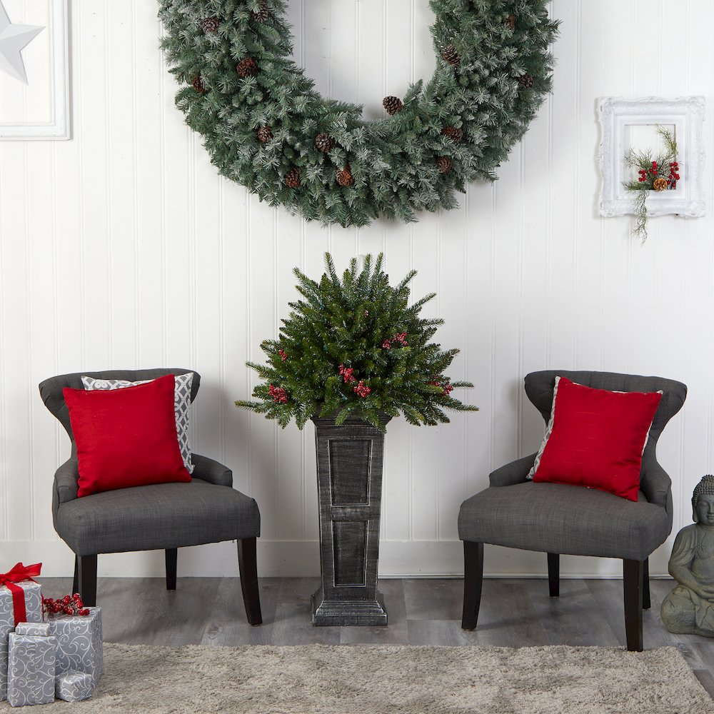 4ft. Holiday Plant Pre-Lit and Glittered on Pedestal with 150 Multicolored LEDs. Picture 11