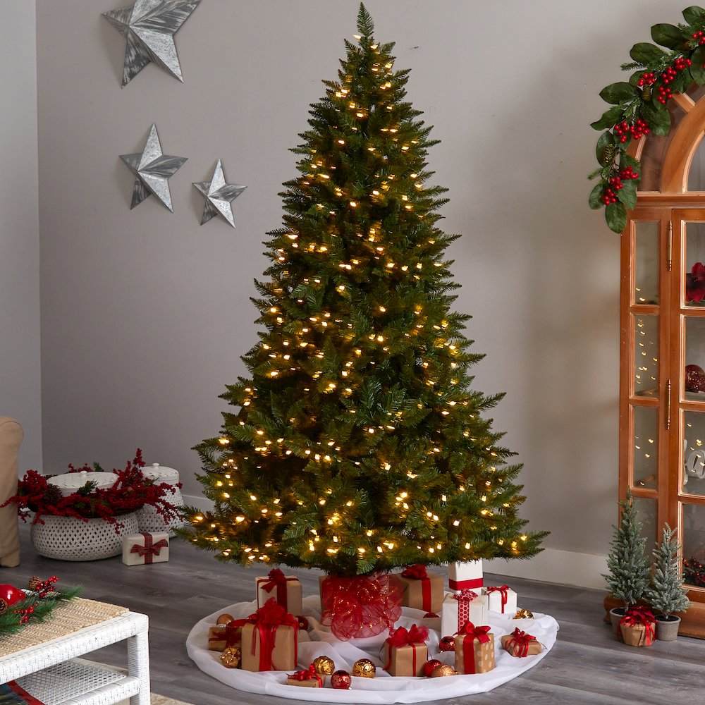 7.5ft. Vermont Spruce Christmas Tree with 650 Color Changing LED Lights. Picture 7
