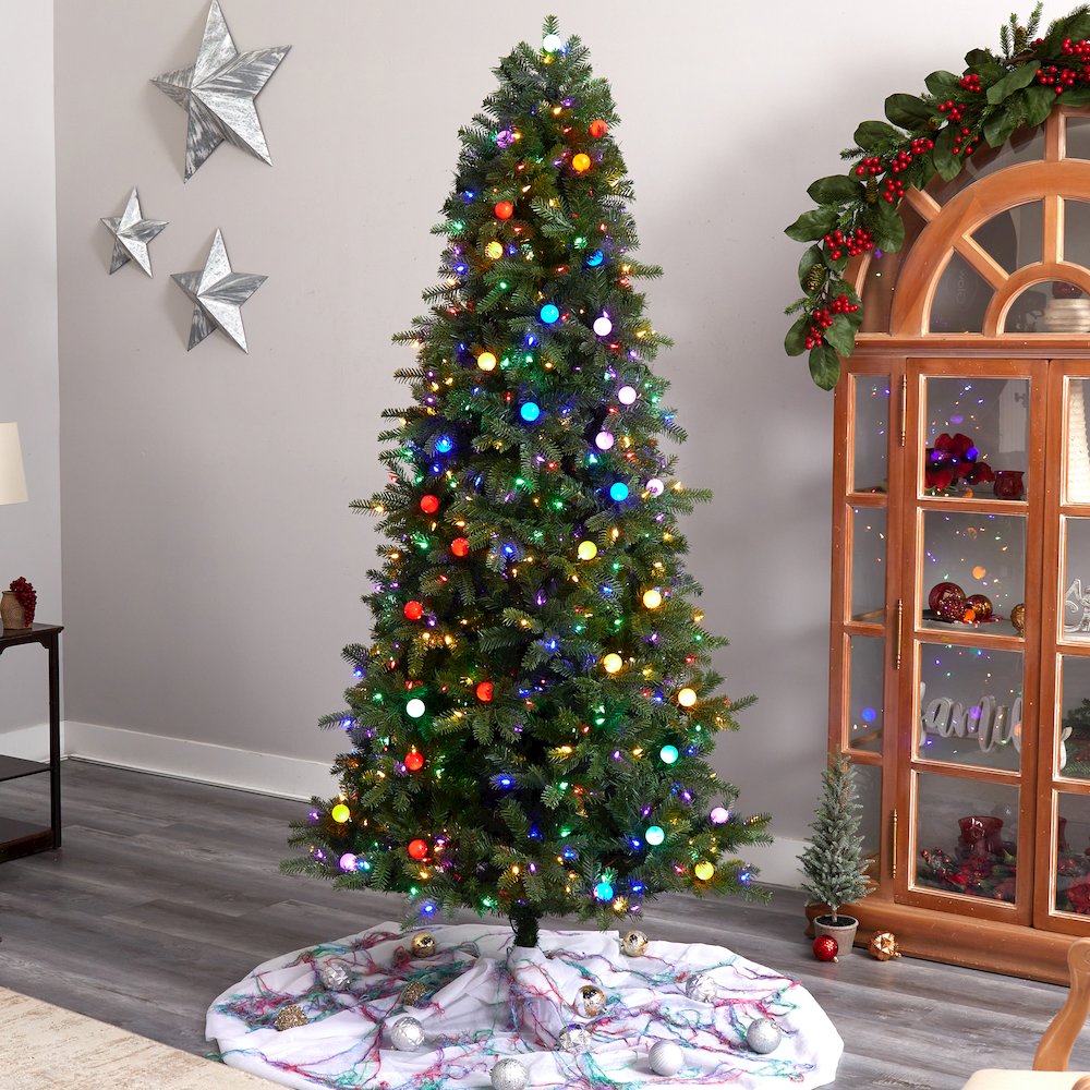 7.5ft. Montana Mountain Fir Christmas Tree with 650 Multi Color LED Lights. Picture 7