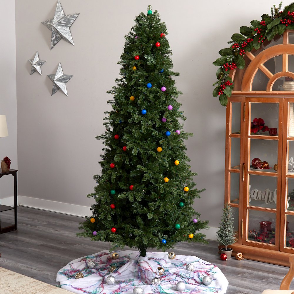 7.5ft. Montana Mountain Fir Christmas Tree with 650 Multi Color LED Lights. Picture 8