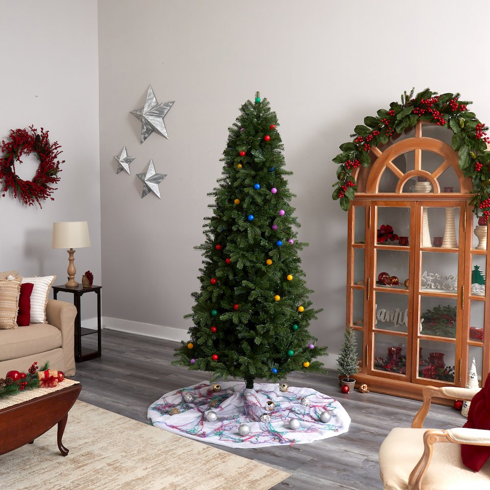 7.5ft. Montana Mountain Fir Christmas Tree with 650 Multi Color LED Lights. Picture 10
